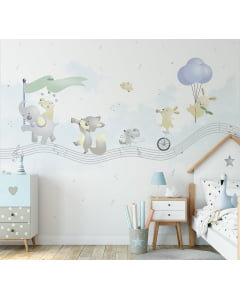 Papel de Parede Infantil Safari Musical