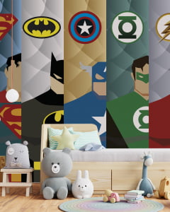 Papel de Parede Infantil Super Heróis