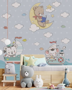 Papel de Parede para Quarto de Bebê Infantil Ursinho