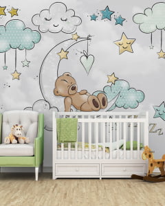 Papel de Parede Infantil Ursinho nas Nuvens