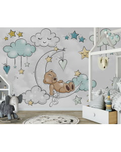 Papel de Parede Infantil Ursinho nas Nuvens