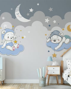 Papel de Parede Infantil Ursinho nas Nuvens