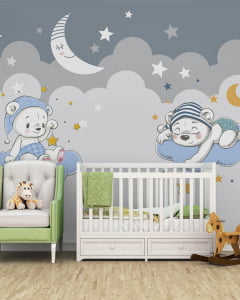 Papel de Parede Infantil Ursinho nas Nuvens