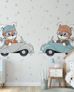 Papel de Parede Infantil Ursinho Motorista