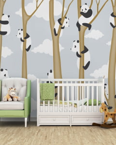 Papel de Parede Infantil Ursos Panda