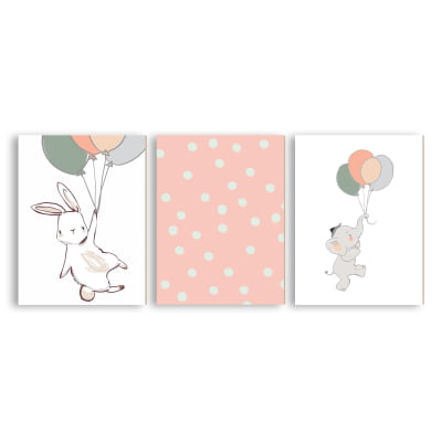 Placas Decorativas Animais Baloeiros Menina Rosa - PC40