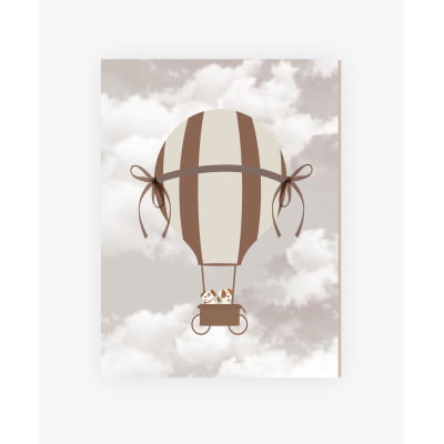 Placas Decorativas Aviões Balões Menino Marrom - PC06