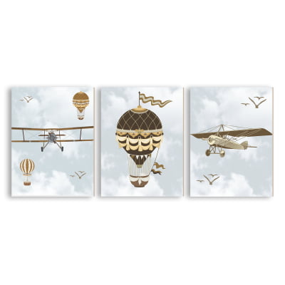 Placas Decorativas Aviões Balões Menino - PC91