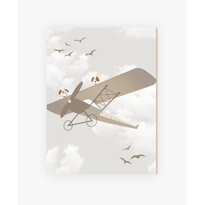 Placas Decorativas Aviões Balões Vintage Marrom - PC32