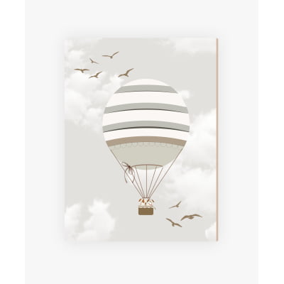 Placas Decorativas Aviões Balões Vintage Marrom - PC32