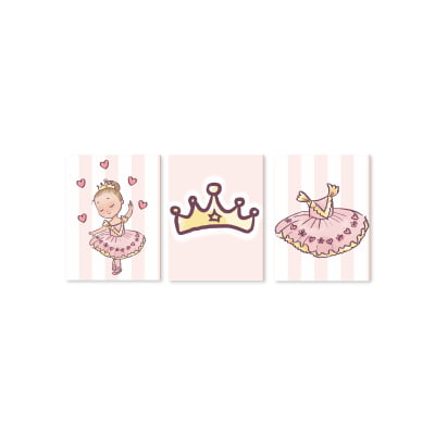 Placas Decorativas Bailarina Corações Rosa Menina - PC177