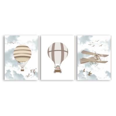 Placas Decorativas Balões Aviões Menino - PC161