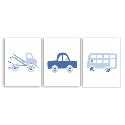 Placas Decorativas Carros Azul Menino - PC83