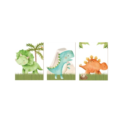 Placas Decorativas Dinossauros Menino Verde - PC274