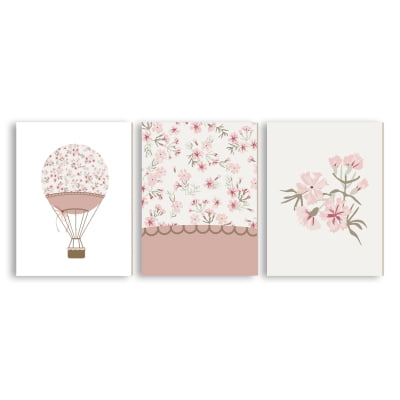 Placas Decorativas Floral  Balões Rosa Menina - PC56