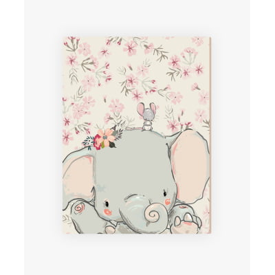 Placas Decorativas Floral Menina Rosa Elefantes Balões - PC46