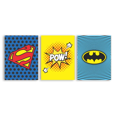 Placas Decorativas Infantil Geométricos Super Heróis - PC185