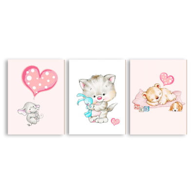 Placas Decorativas Jardim Encantado Rosa Gatinho - PC145