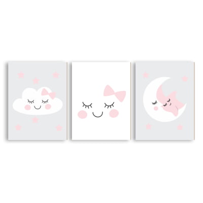 Placas Decorativas Lua Estrela Nuvens - PC101