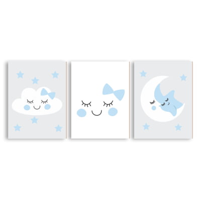 Placas Decorativas Lua Estrela Nuvens - PC101