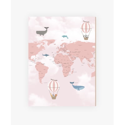 Placas Decorativas Mapa Mundi Rosa Menina - PC74