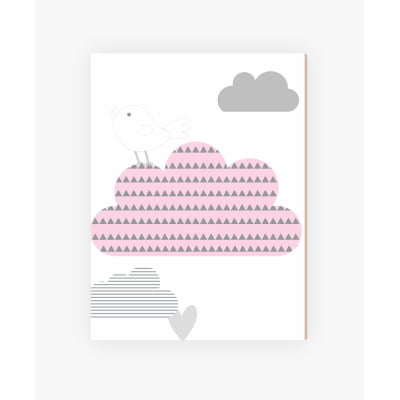 Placas Decorativas Nuvens Corações Rosa Menina - PC157