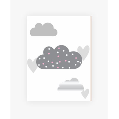 Placas Decorativas Nuvens Corações Rosa Menina - PC157