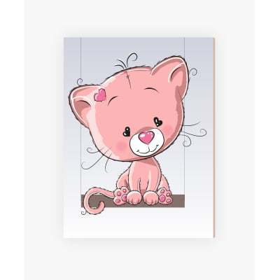 Placas Decorativas Nuvens Gatinhos Rosa Menina - PC58