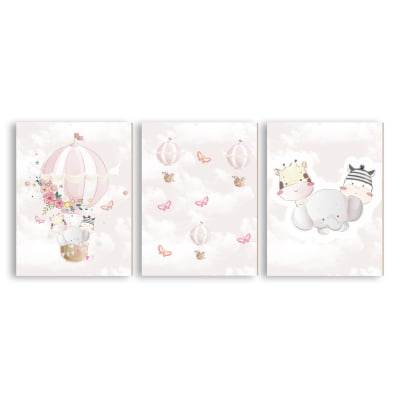 Placas Decorativas Safári Baloeiro Rosa Menina - PC25B