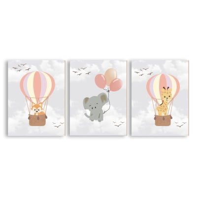 Placas Decorativas Safári Balões Rosa - PC193