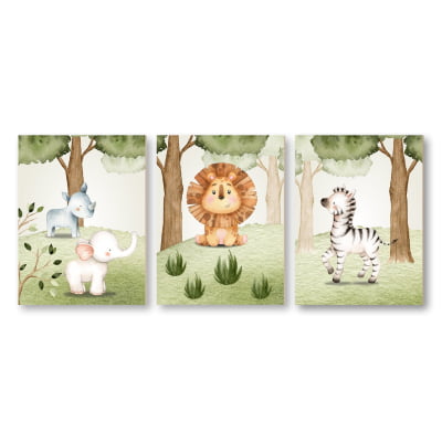 Placas Decorativas Safári Bosque Animais - PC479