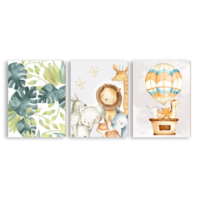 Placas Decorativas Safári Leão Folhas - PC50