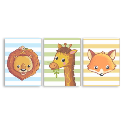 Placas Decorativas Safári Menino Animais - PC125