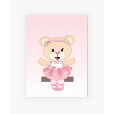 Placas Decorativas Ursinha Bailarina Rosa Menina - PC140