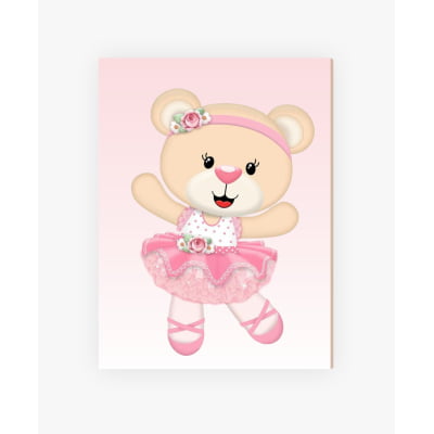 Placas Decorativas Ursinha Bailarina Rosa Menina - PC140