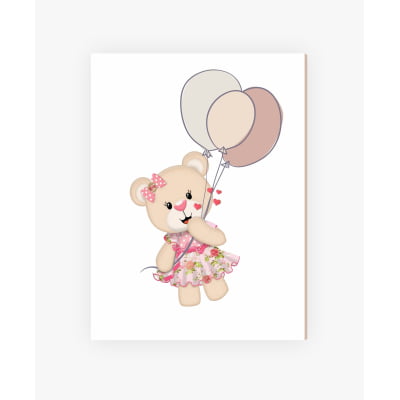 Placas Decorativas Ursinha Princesa Baloeira Rosa - PC36