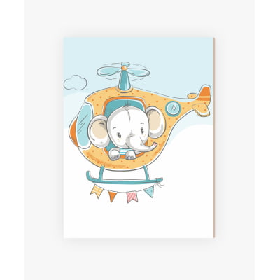 Placas Decorativas Ursinho Aviador Helicóptero Menino - PC110