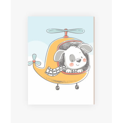 Placas Decorativas Ursinho Aviador Helicóptero Menino - PC110