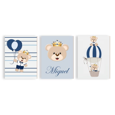 Placas Decorativas Ursinho Príncipe Azul Menino - PC37