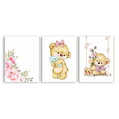 Placas Decorativas Ursinhos Jardim Encantado - PC41