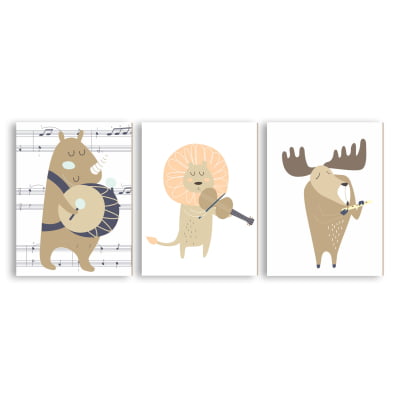 Placas Decorativas Safári Musical Bege - PC24A