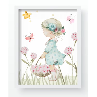 Quadro Decorativo Infantil Arco Íris Flores Campo Menina Personalizado Moldura MDF QD563 Papel de parede  infantil, Enxovais para Bebê, Kits Berço, Kit Cama, faixa decorativa, régua do crescimento, quadros decorativos infantil.