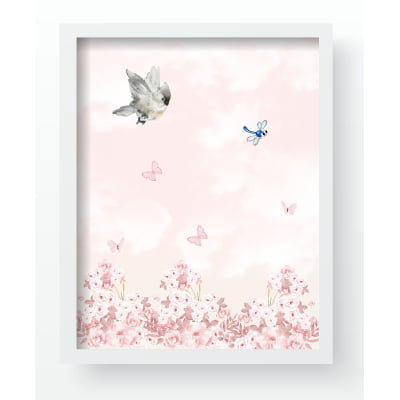 Quadro Decorativo Infantil de parede Floral Rosas