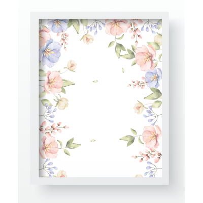 Quadro Decorativo Infantil Flores Borboletas Delicado Menina Personalizado Moldura MDF QD567 Papel de parede  infantil, Enxovais para Bebê, Kits Berço, Kit Cama, faixa decorativa, régua do crescimento, quadros decorativos infantil.