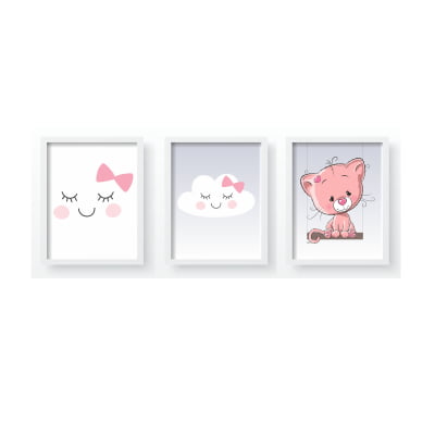 Quadro Decorativo Infantil Gatinha no Balanço - QD58