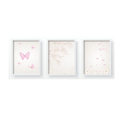 Quadro Decorativo Infantil Jardim Encantado Ávore Galhos Personalizado Moldura MDF QD511