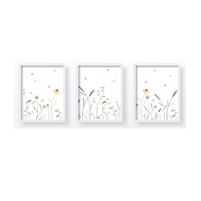 Quadro Decorativo Infantil Jardim Encantado Flores Borboletas - QD646