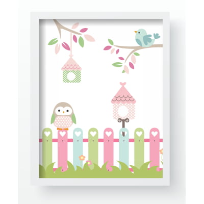 Quadro Decorativo Infantil Jardim Encantado Pássaros Personalizado Moldura MDF QD682 Papel de parede  infantil, Enxovais para Bebê, Kits Berço, Kit Cama, faixa decorativa, régua do crescimento, quadros decorativos infantil.