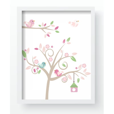 Quadro Decorativo Infantil Jardim Encantado Pássaros Personalizado Moldura MDF QD682 Papel de parede  infantil, Enxovais para Bebê, Kits Berço, Kit Cama, faixa decorativa, régua do crescimento, quadros decorativos infantil.