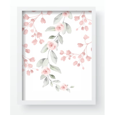 Quadro Decorativo Infantil Jardim Folhas Suspeso Menina Personalizado Moldura MDF QD448